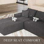 96" L Shaped Modular Sectional Sofa, Boneless Cloud Couch - Image 3