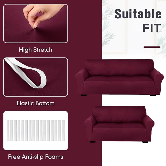 Peryiter 2 Pcs Sofa Covers Couch and Loveseat Covers Set Stretch Sofa Slipcover - Image 5