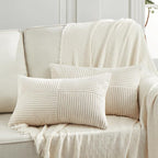 Fancy Homi 2 Packs Cream Lumbar Decorative Throw Pillow Covers 14x24 Inch by Fancy+Homi