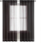 SpaceDresser Basic Rod Pocket Sheer Voile Window Curtain Panels Black 1 Pair 2 - Image 2