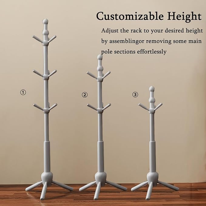 Solid Wood Coat Rack Stand, Vintage Heavy Duty Coat Hanger Stand - Image 5