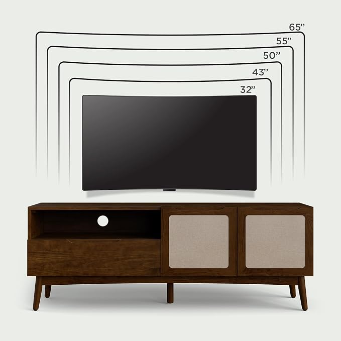 Calista TV Stand 1 Drawer 2 Door – Chestnut Finish Media Console - Image 4