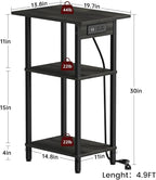 Asgolion Tall End Table with Charging Station, Skinny Nightstand with USB Ports - Image 3