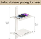Floating Book Shelves for Wall, 2 Tier Invisible Floating Bookshelf, Vertical - Image 3