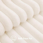 decorUhome Fall Faux Fur Throw Pillow Covers 14x36 Pack of 1 Cream White | - Image 3