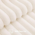 decorUhome Fall Faux Fur Throw Pillow Covers 12x12 Set of 2 Cream White | - Image 3