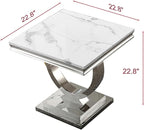 Henf Marble End Table Modern White Faux Marble Sofa Side Table - Image 2