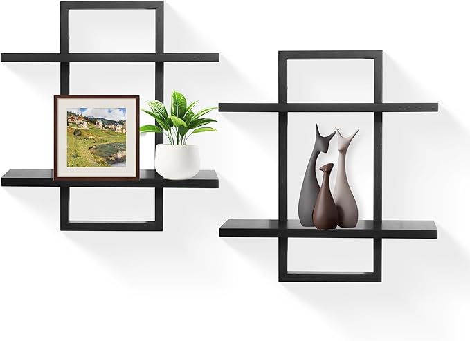 PHOENANCEE Floating Shelves for Wall, Display Hanging Shelf Set of 2, Modern by PHOENANCEE