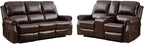EBELLO 2 Pieces Power Reclining Sofa Set, Faux Leather Reclining Living Room - Image 8