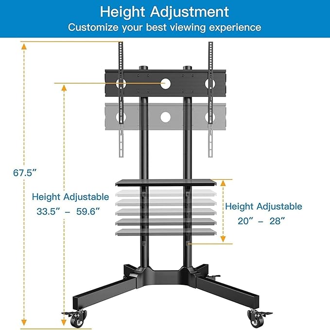 PERLESMITH Rolling TV Stand - Image 3