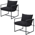 Kromax Sling Accent Chair, Cozy Living Room Chairs, Square Metal Frame - Image 8