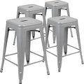 Flash Furniture Lily 24" High Metal Counter-Height, Indoor Bar Stool in Silver by FlashFurniture