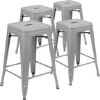 Flash Furniture Lily 24" High Metal Counter-Height, Indoor Bar Stool in Silver by FlashFurniture