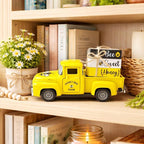 5.7in Bee Truck Decor with Sweet Honey Blocks, Yellow Metal Pickup - Image 2