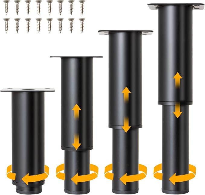 4-piece Adjustable Furniture Legs Set, Adjustable in Height from 4.72 inches to by Unknown