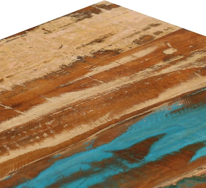 Rustic Multicolor Coffee Table, Solid Reclaimed Wood, Sturdy Steel Legs - Image 6