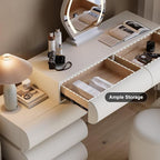 homary White 2-Piece Makeup Vanity & Smart Nightstand Set, Modern Vanity Table - Image 6