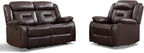 EBELLO Manual Recliner Sofa Set, Faux Leather Reclining Living Room Furniture - Image 7
