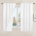 100% Blackout White Linen Curtains 48 Inches Long by LAMIT