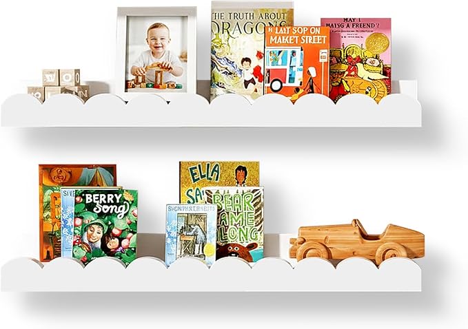 Nursery Floating Shelves for Kids Room, 2 Pack 23.6 Inch White Wall Shelves by Unknown