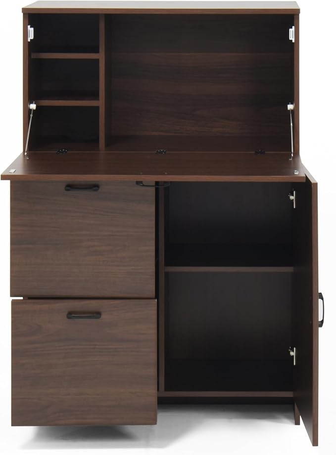 Foldable Desk Cabinet with Storage Drawers & Shelves - Image 8