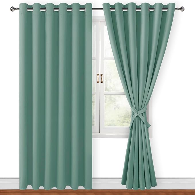 Blackout Curtains for Bedroom, Sage Green, 70 x 84 Inch, 2 Panels | Thermal - Image 8