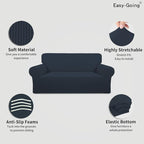 Easy-Going Stretch Oversized Loveseat Couch Covers Washable Dark Blue | 1-Piece - Image 3