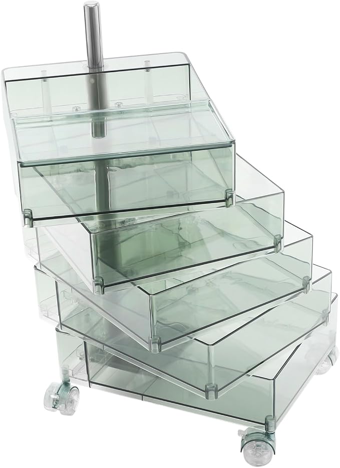 5 Tier Storage Cabinet, 360° Rotating Sofa Side Cabinet, Mobile Bedside Table - Image 8