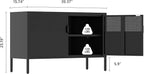 Metal Storage Cabinet, 2 Door TV Stand, Metal Mesh Accent Cabinet, Magnetic - Image 3