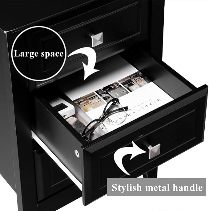 Bonnlo Upgraded Black Nightstand - Image 7