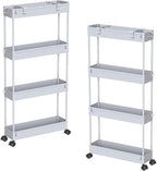 SPACELEAD 2-piece Set Slim Storage Cart 3 Tier, Bathroom Organizer Rolling by Home