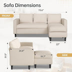JAMFLY Couches for Living Room, 3-Seat Reversible Sectional Sofa - Image 2