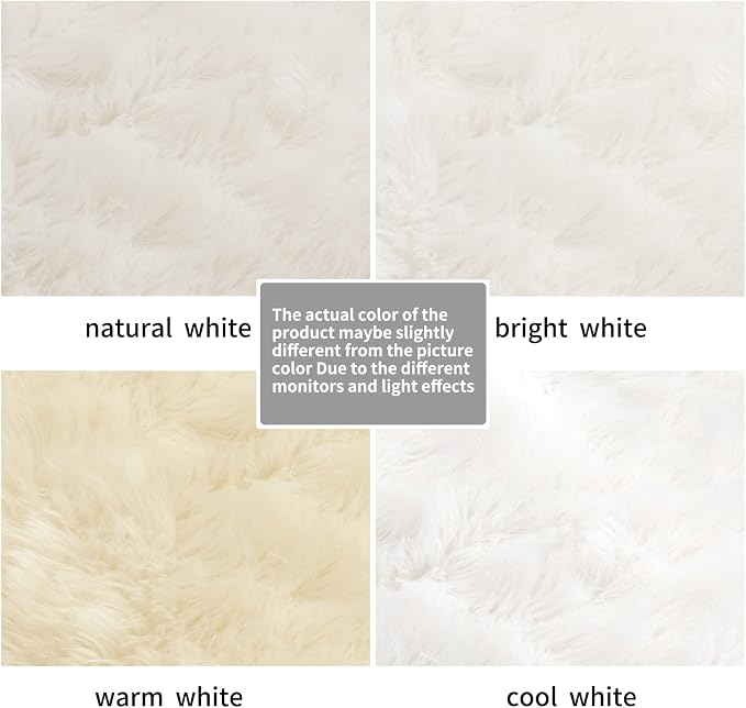 SERISSA 5x5 Fluffy White Round Faux Fur Area Rug - Image 6