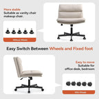 EMIAH Criss Cross Chair with Wheels Home Office Desk Chairs PU-Padded Vanity - Image 4