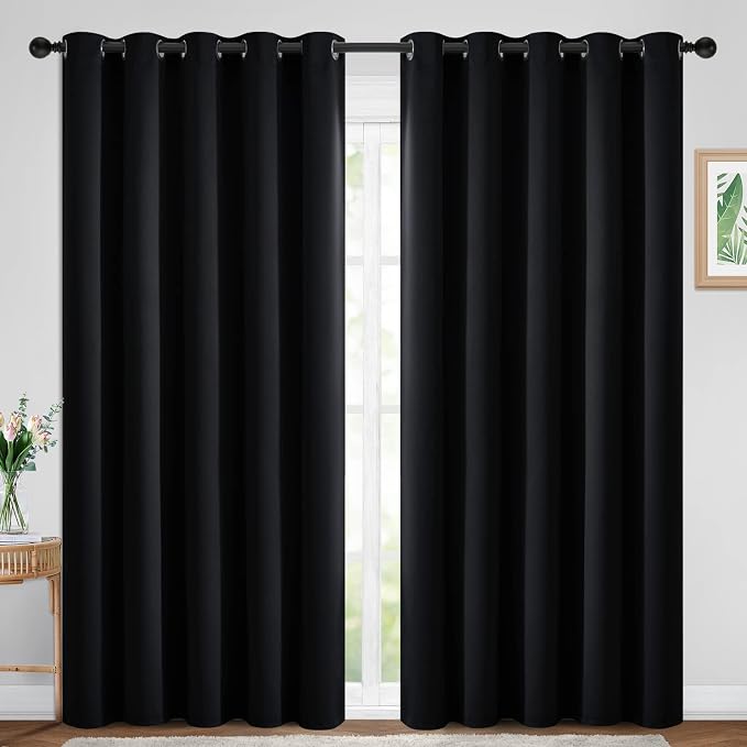 Yakamok Room Darkening Curtains 70x84 inch Length Black-Living Room | 2 panels by Yakamok