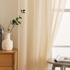 MIULEE Cream Beige Sheer Curtains 38 X 72 Inches, 2 Panels | Sheer Window - Image 5