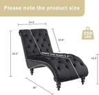 Chaise Lounge Indoor, Velvet Upholstered Lounge Chair Button-Tufted Armless - Image 2