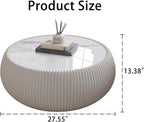 27.55" Round Marble Coffee Table, Modern Drum Coffee Cocktail Center Tables - Image 2