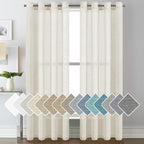 H.VERSAILTEX Natural Linen Curtains Semi-Sheer Curtains Nickel Grommet Privacy by HVERSAILTEX