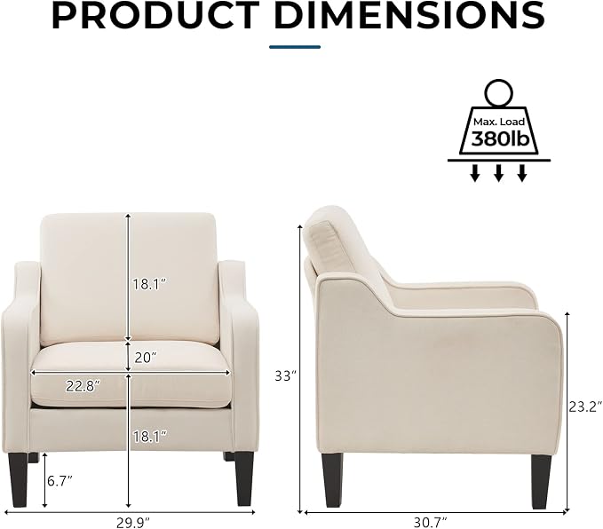 VINGLI Mid Century Modern Accent Chair, Waiting Room - Image 2