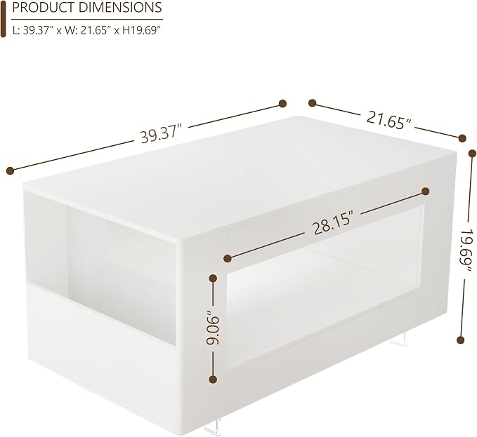 39" High Gloss Wood Coffee Table - Image 2
