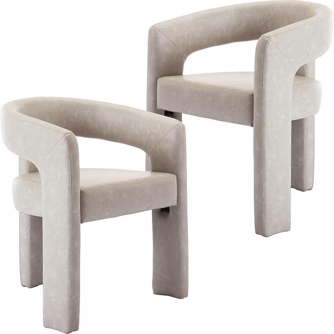 BESTANO Set of 2 Modern PU Leather Upholstered Dining Chairs by BESTANO