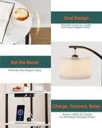 Round Side Table with Lamp and USB Ports, 3-Tier Small End Table - Image 5