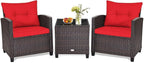 HAPPYGRILL 3 Pieces Patio Conversation Set, Outdoor Furniture Set PE Rattan by HAPPYGRILL