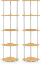 Furinno Turn-N-Tube Corner Shelf Set of 2, 5-Tier Corner Bookshelf, Open - Image 7