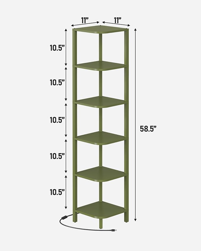 TUTOTAK Corner Shelf with LED Light, 6-Tier Corner Bookshelf - Image 2