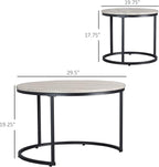 HOMCOM Round Nesting Tables Set of 2, Stacking Coffee Table Set - Image 3