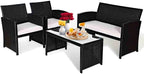 Tangkula Patio Wicker Conversation Furniture Set, Patiojoy Sofa & Table Set w/4 - Image 9
