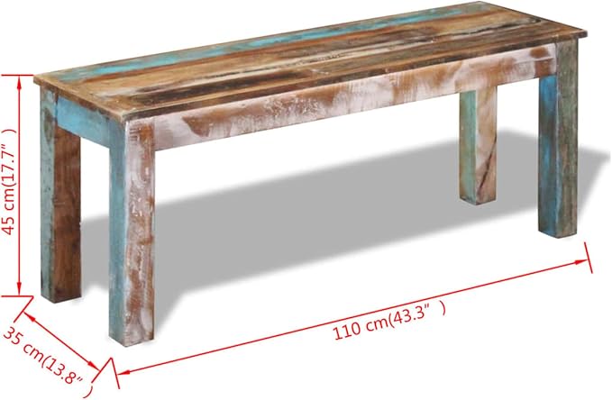 Gecheer Bench Solid Reclaimed Wood 43.3"x13.8"x17.7" - Image 8
