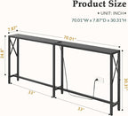 Gewudraw Console Table Narrow Long, Behind Couch Table - Image 3